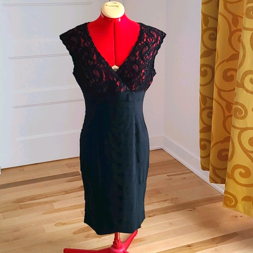Red and black lace bodice dress size 8